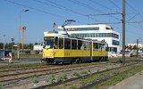 Die erste Fahrt auf der Neubaustrecke Johannisthal-Adlershof: Fahrleitungs-Messfahrt am 14.09.2021 mit Tw 4572 Gro�-Berliner Damm/Gerhard-Sedlmayr-Stra�e.