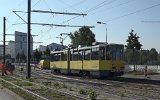 Die erste Fahrt auf der Neubaustrecke Johannisthal-Adlershof: Fahrleitungs-Messfahrt am 14.09.2021 mit Tw 4572 Gro�-Berliner Damm/Gerhard-Sedlmayr-Stra�e.