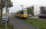 Abnahmefahrt am 30.09.2021 mit Tw 4572 an der Karl-Ziegler-Stra�e.