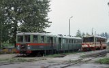 Die Triebwagen MBd1-133  und  MBxd2-212 in Nowy Dw�r Gda�ski (Tiegenhof) am 08. September 1992