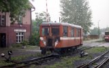Nach schweren Herbstst�rmen, mit Stromausfall im Hotel, soll der MBd1-Arbeitstriebwagen am 08. September 1992 Streckenarbeiter zur Beseitigung umgest�rzter B�ume auf die Strecke bringen