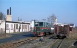 MBxd1-Triebwagen in Nowy Dw�r Gda�ski W�skotorowy (Tiegenhof Kleinbahnhof) am 13. M�rz 1998