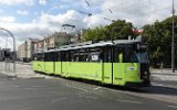 Der erste Tw mit Fahrg�sten fuhr v�llig �berf�llt als Line 2 nach Piaski.