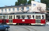 Der Museumszug Tw 5N 012 und Bw 5ND 154 verl��t am 18. Mai 1997 den Betriebshof